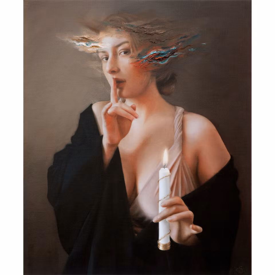 Prometheus - olja på duk av Camilla Storm 58x69 cm