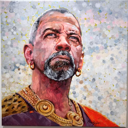 "Macrinus (Denzel)" Olja på duk av Mensur Beslagic 100x100 cm