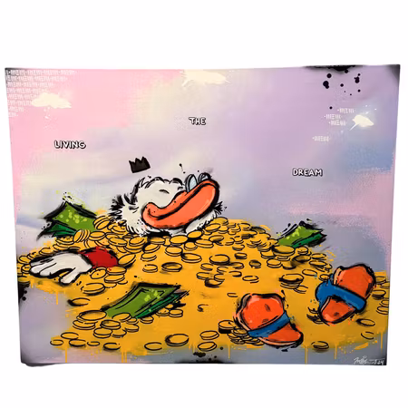 "Living the Dream" Blandteknik på duk av Mike Blomqvist 80x100 cm