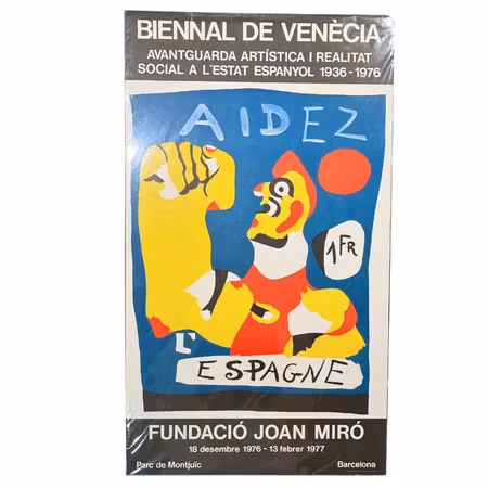 "Biennal de Venècia" Litografisk utställningsaffisch från Fundació Joan Miró, 50 x 87 cm