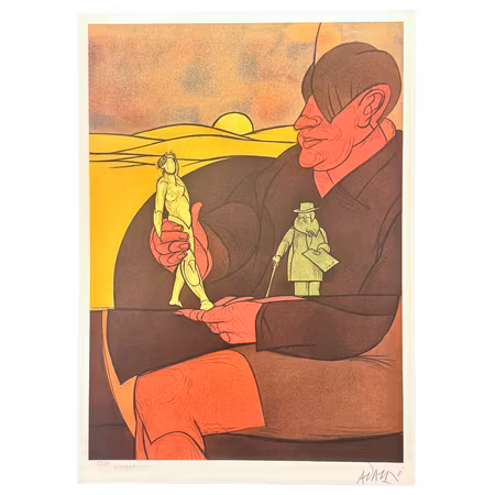 Valerio Adami, "Statuette" Litografi, numrerad, signerad -1982. 30x42 cm