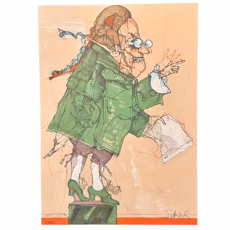 Simon Dittrich, "Der Lordrichter" Litografi,numrerad, signerad  -1982. 30x42 cm