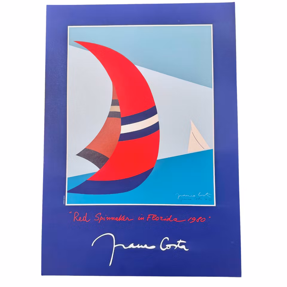 Franco Costa "Red Spinnaker in Florida" Grafisk affisch. Signerad. 61x86 cm