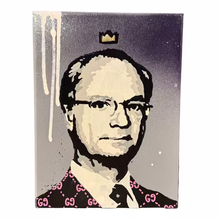 Mike Blomqvist "Carl Gucci", Blandteknik på duk. 17,5x23,5 cm 5/9