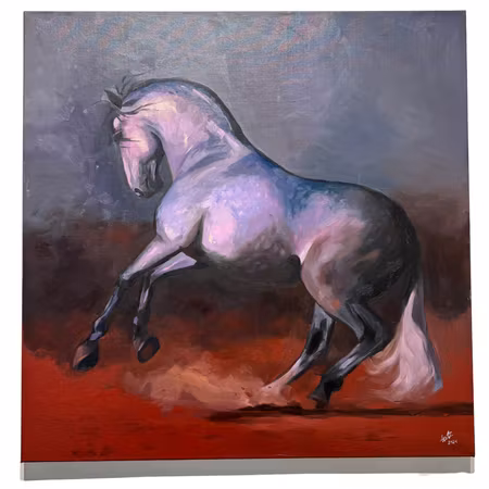 "Ökenros" olja på duk av Elin Östberg. 100x100 cm.