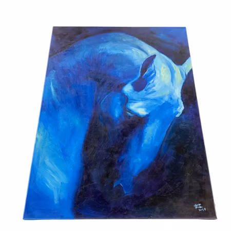 "Blå timmen" olja på duk av Elin Östberg. 60x80 cm.