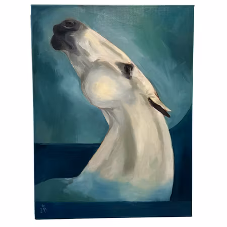 "Bäckahäst" olja på duk av Elin Östberg. 80x60 cm.