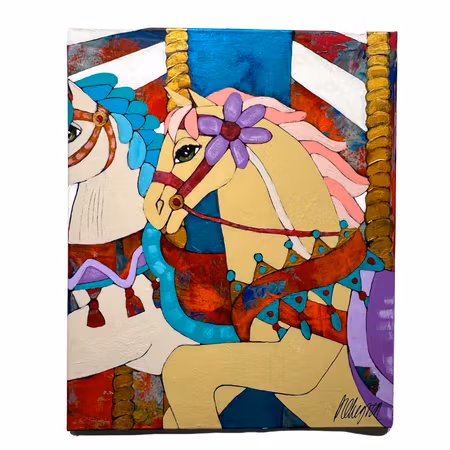 "Karusell" akryl på duk av Hanna Ekegren. 50x61 cm.