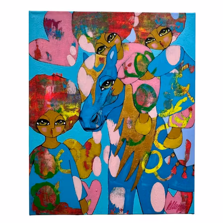 "Äventyret kan börja" akryl på duk av Hanna Ekegren. 50x61 cm.