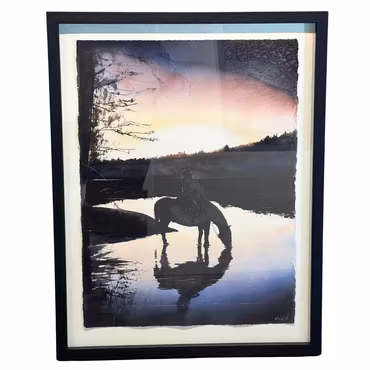 "Vid sjön" akvarell av Kalle Nilsson. 72x92 cm.