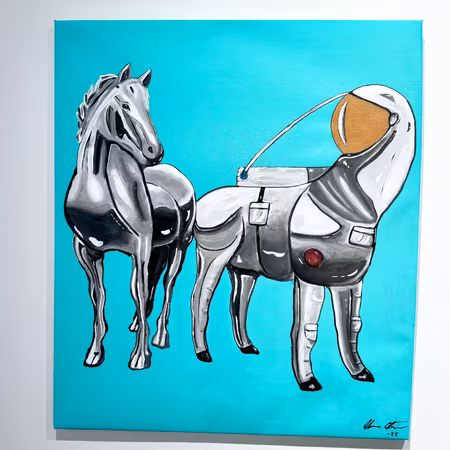 "Horstronaut" akryl på duk av Adam Ström. 70x80 cm.
