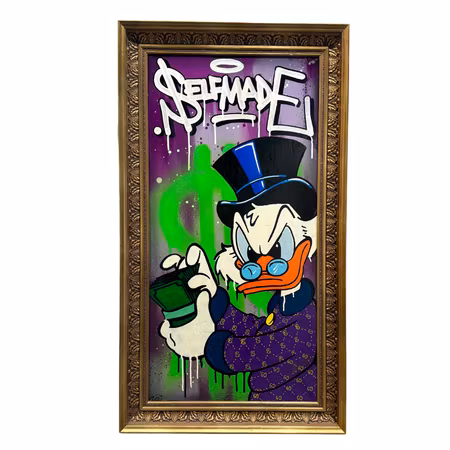 "Selfmade", blandteknik på duk av Mike Blomqvist, 50x93 cm.