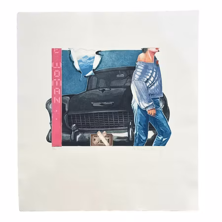 "Wanted White Woman", litografi av Alain Soucasse, 45x49,5 cm.