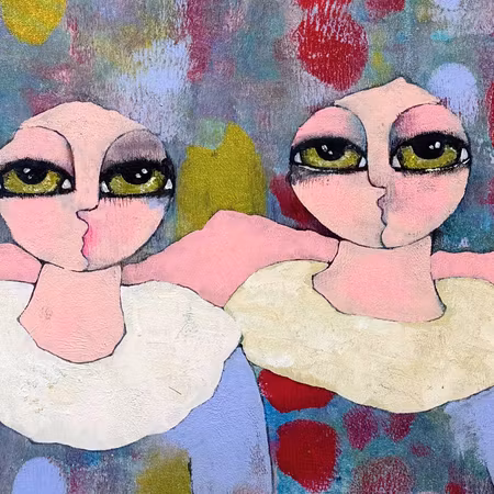 Lucky me, blandteknik på duk av Hanna Ekegren, 50x50 cm