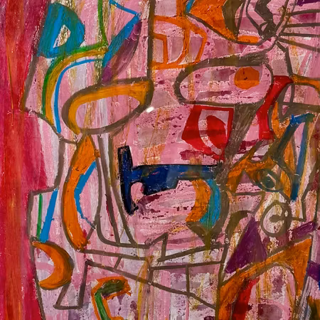 Ingen titel, akvarell/pastell på duk av Mauritz Karström, 53x71 cm