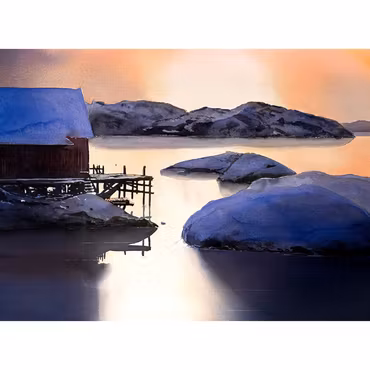 Fisketången II, akvarell av Kalle Nilsson, 93x73 cm