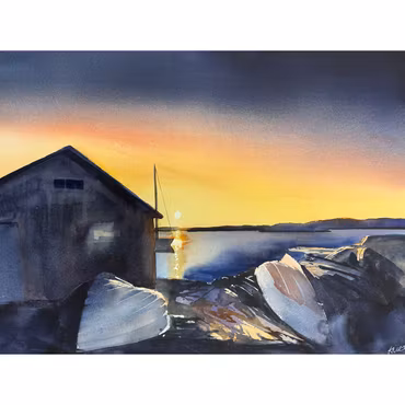 Fisketången, akvarell av Kalle Nilsson, 93x73 cm