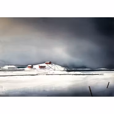 Gullbringa i Gråväder, akvarell av Kalle Nilsson, 123x93 cm