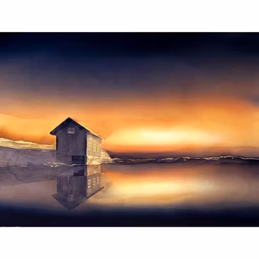 Halsvik, akvarell av Kalle Nilsson, 123x93 cm