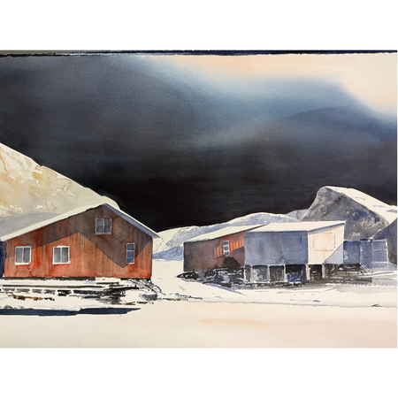 Lyrösund, akvarell av Kalle Nilsson, 123x93 cm