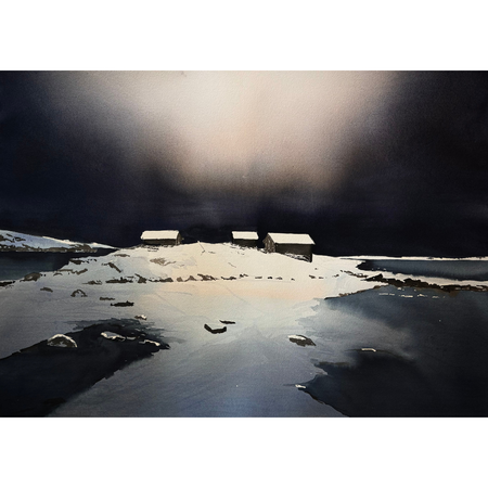 Runt nollgradigt, akvarell av Kalle Nilsson, 123x93 cm