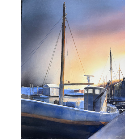 Smögen, akvarell av Kalle Nilsson, 93x73 cm