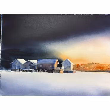 Tegelstrand, akvarell av Kalle Nilsson, 93x73 cm