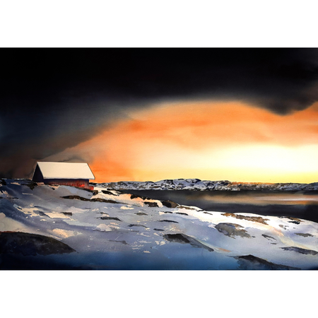 Vinterljuset, akvarell av Kalle Nilsson, 165x115 cm