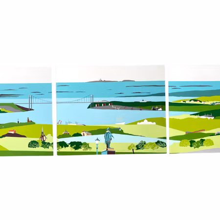 Magnificent Göteborg, fÀrglitografi (triptyk) av Franco Costa, ca 200x50 cm