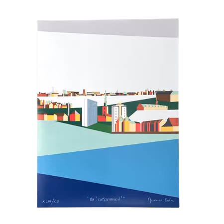 Oh! Copenaghen!, FĂ€rgserigrafi (triptyk) av Franco Costa, ca 180x80 cm