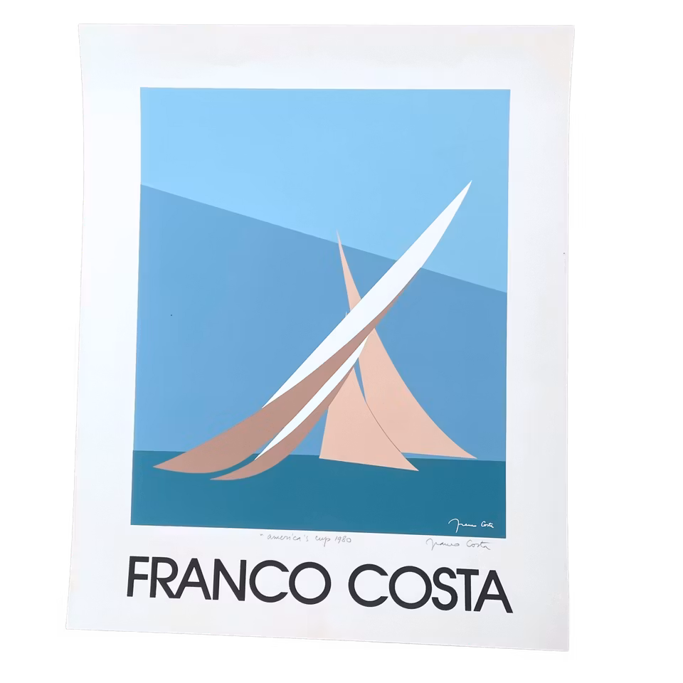 Americas cup 1980, Litografisk affisch av Franco Costa, 60x75 cm