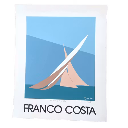 Americas cup 1980, Litografisk affisch av Franco Costa, 60x75 cm