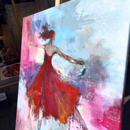 Damsens kraft och glädje, akryl på duk av Anna-Lena Johansson, 80x94 cm