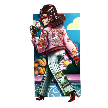 Walk it like I talk it Part 2, Blandteknik på metall & trä av Viktor Jusi Palm, 70x100 cm