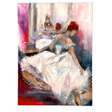 Ballet drömmar i Diego-stil, akryl på duk av Anna-Lena Johansson, 65x90 cm