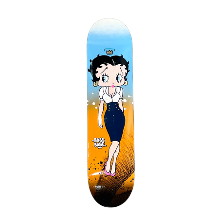 Boss babe, Blandteknik på skateboard av Mike Blomqvist, 80x20 cm
