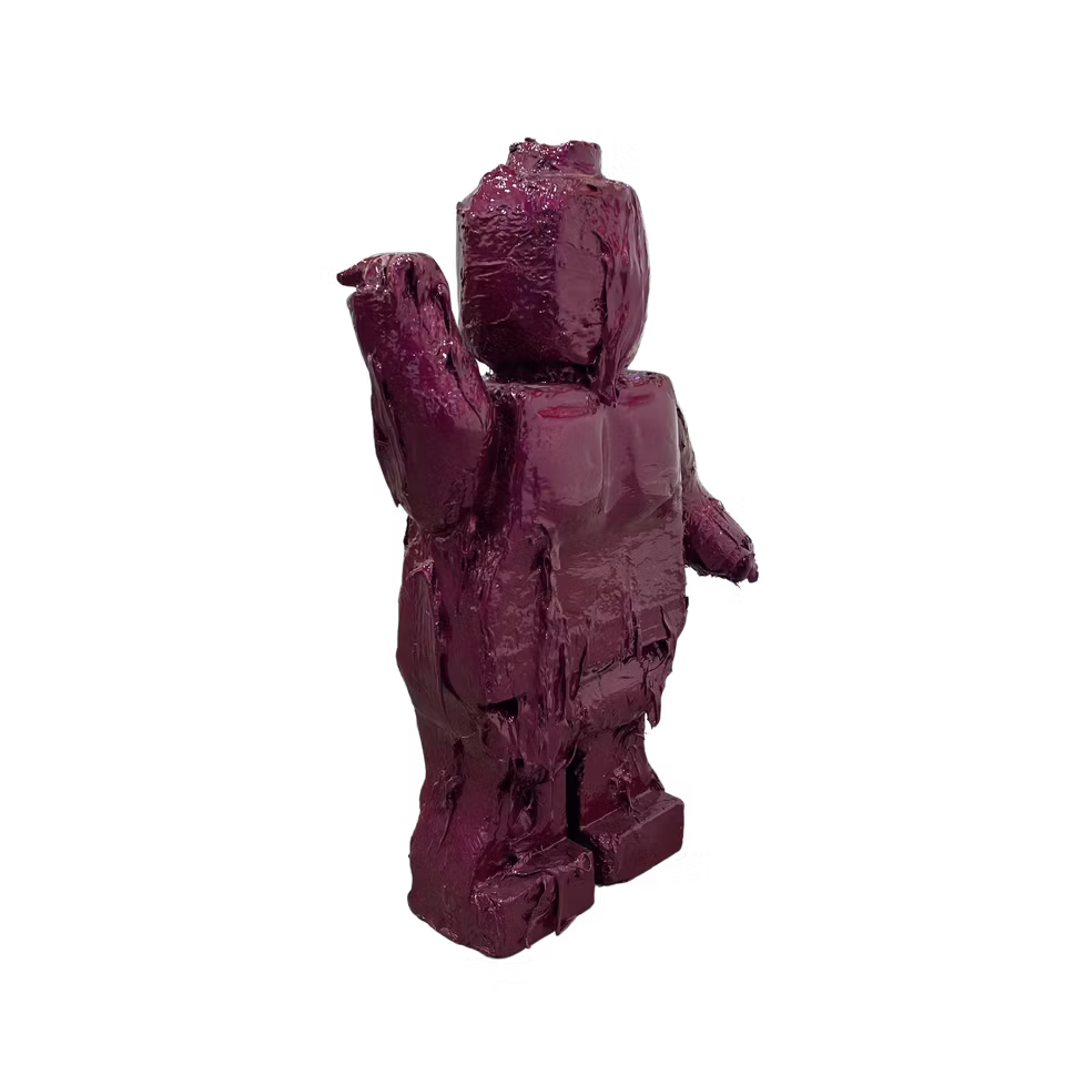Melted Lego purple, Unik skulptur av Adam Ström, Höjd 41 cm