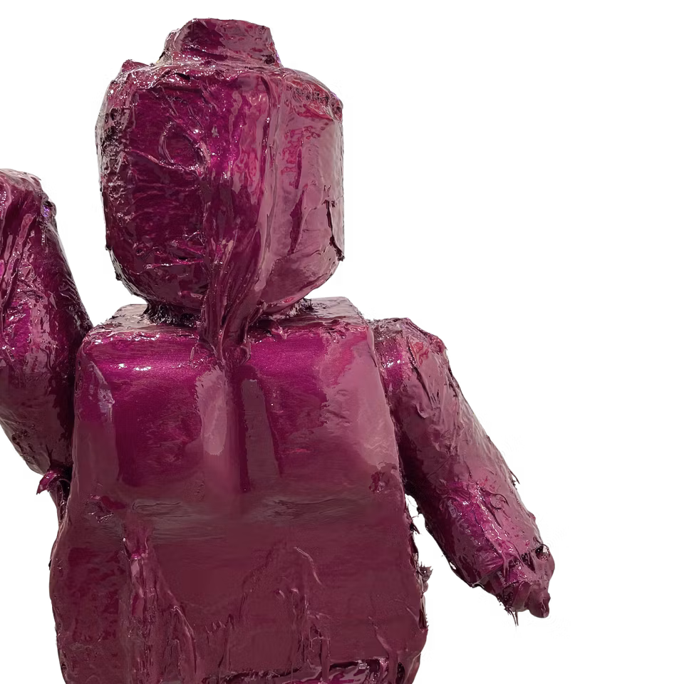 Melted Lego purple, Unik skulptur av Adam Ström, Höjd 41 cm