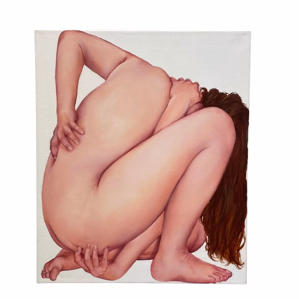 U.T., Olja på linneduk av Madeleine Heyman, 55x45 cm