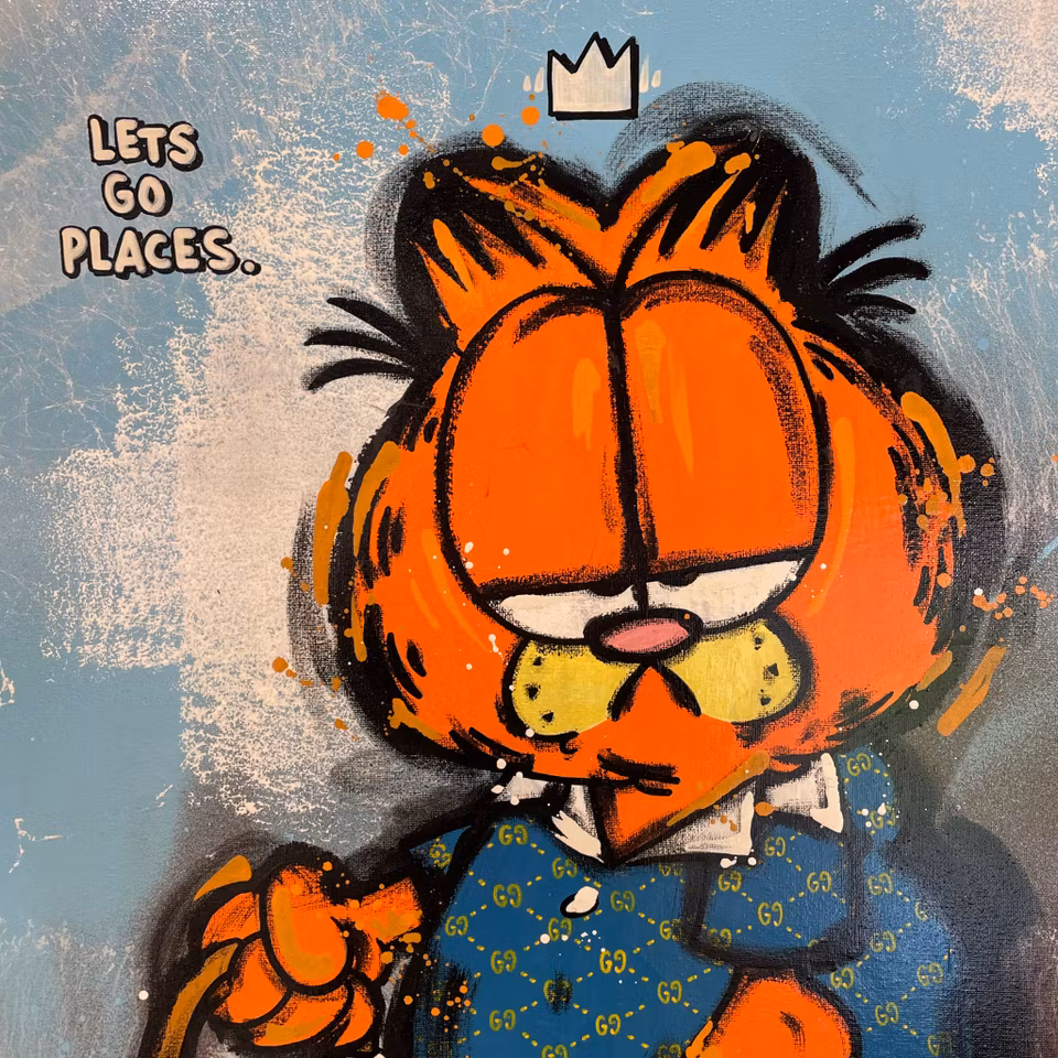 Let’s go places, Blandteknik på duk av Mike Blomqvist, 83x63 cm