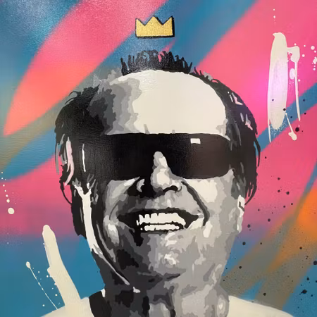 Jack Nicholson, Blandteknik på duk av Mike Blomqvist, 83x63 cm
