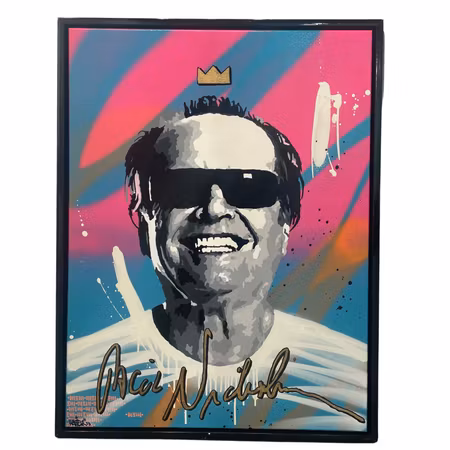 Jack Nicholson, Blandteknik på duk av Mike Blomqvist, 83x63 cm