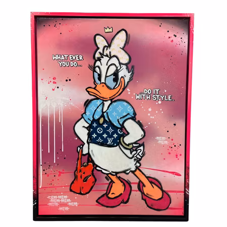 "Do it with style", Blandteknik på duk av Mike Blomqvist, 83x63 cm