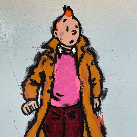 Casual kid (Pink), Blandteknik på duk av Mike Blomqvist, 33x43 cm