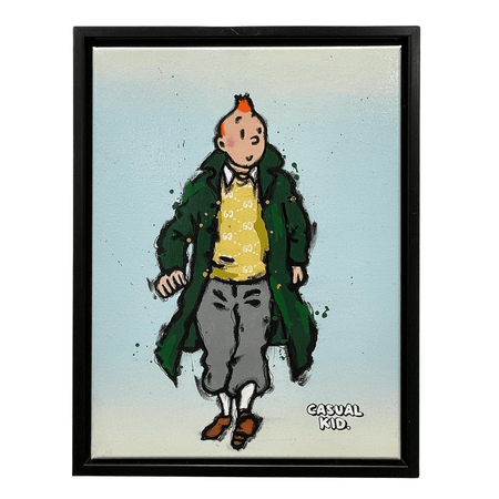 Casual kid (Yellow), Blandteknik på duk av Mike Blomqvist, 33x43 cm