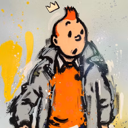 Casual kid, Blandteknik på duk av Mike Blomqvist, 83x63 cm