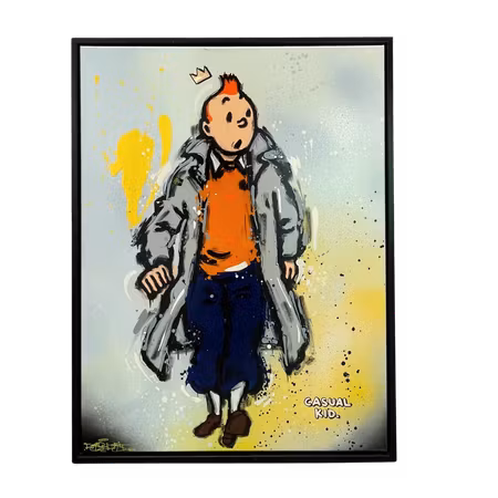 Casual kid, Blandteknik på duk av Mike Blomqvist, 83x63 cm