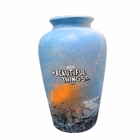 "Beautiful things", Handmålad vas av Mike Blomqvist, Höjd 43 cm