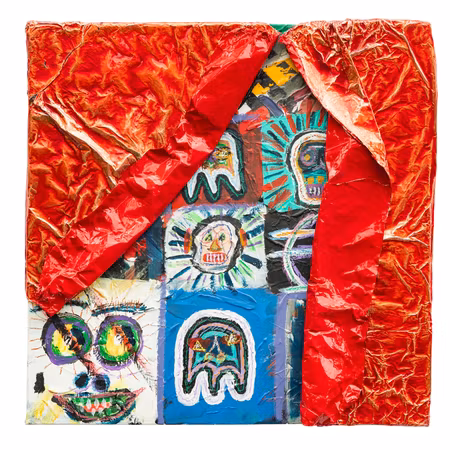 Family business, Mixed media av Adam Ström. 80 x 80 cm. Tavla, del av serien Wrapped
