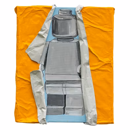 Reflection, Mixed media av Adam Ström. 56 x 47 cm. Tavla, del av serien Wrapped